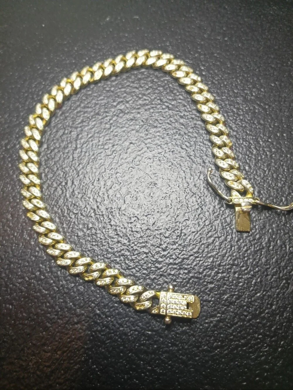 silver bracelet Gold Tone Lab Diamonds mens Sterling 925